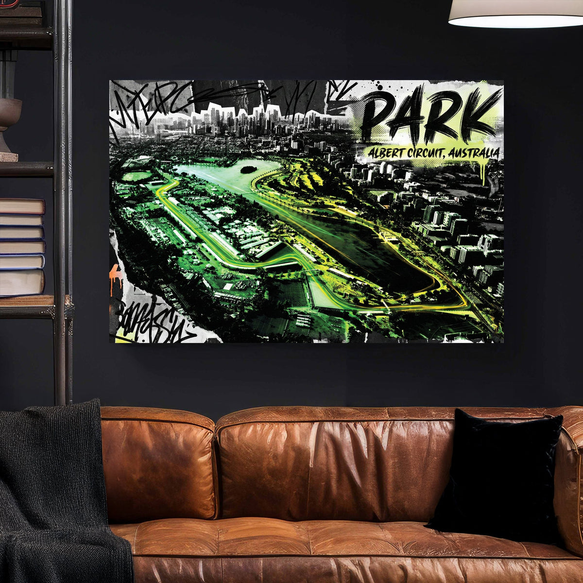 Albert Park circuit racing track neon wall art print