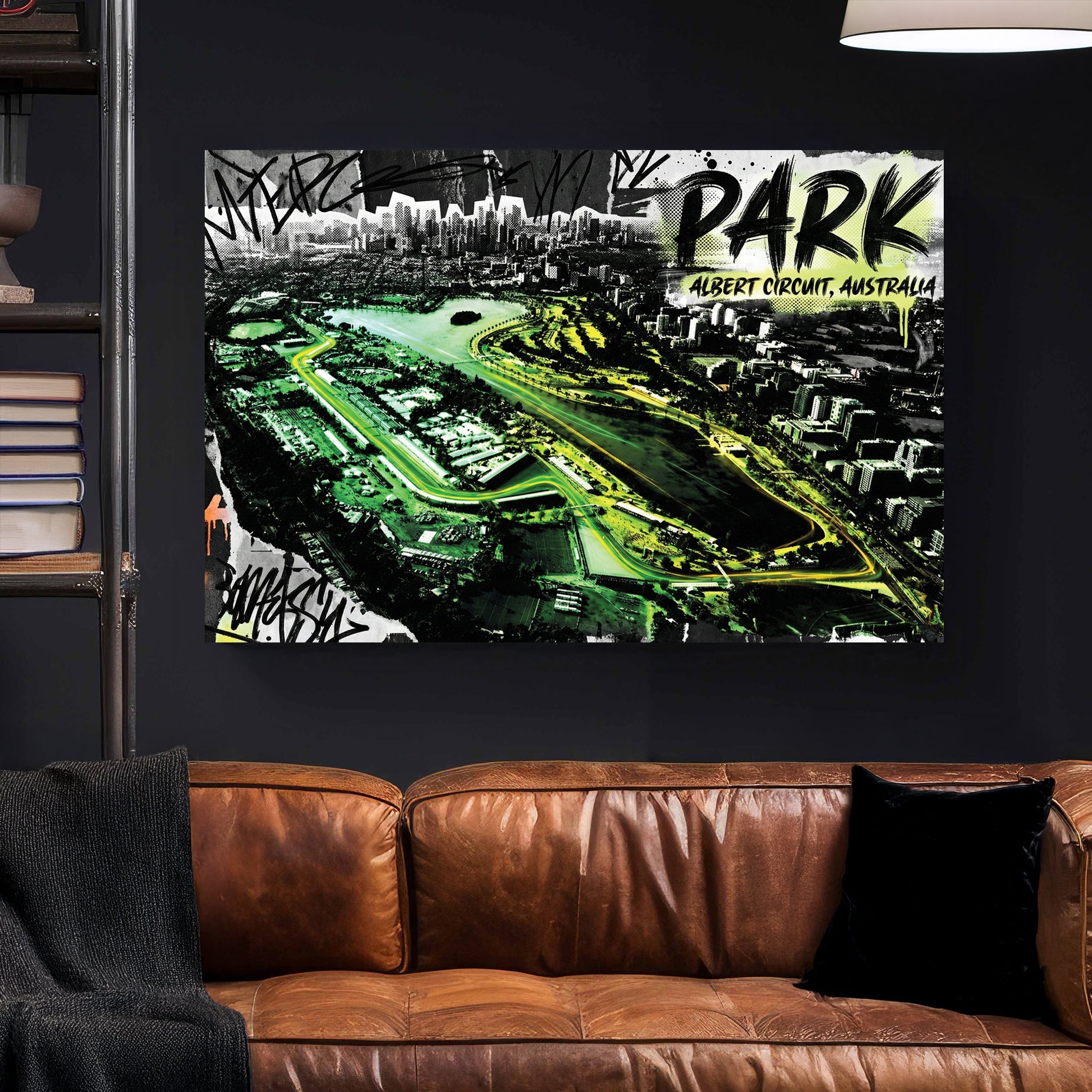 Albert Park circuit racing track neon wall art print