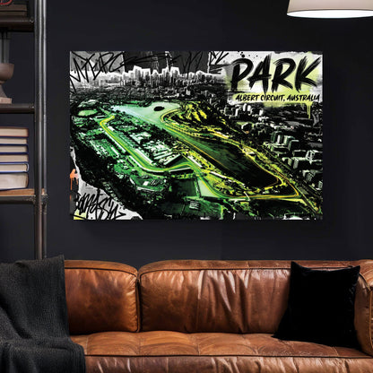 Albert Park circuit racing track neon wall art print