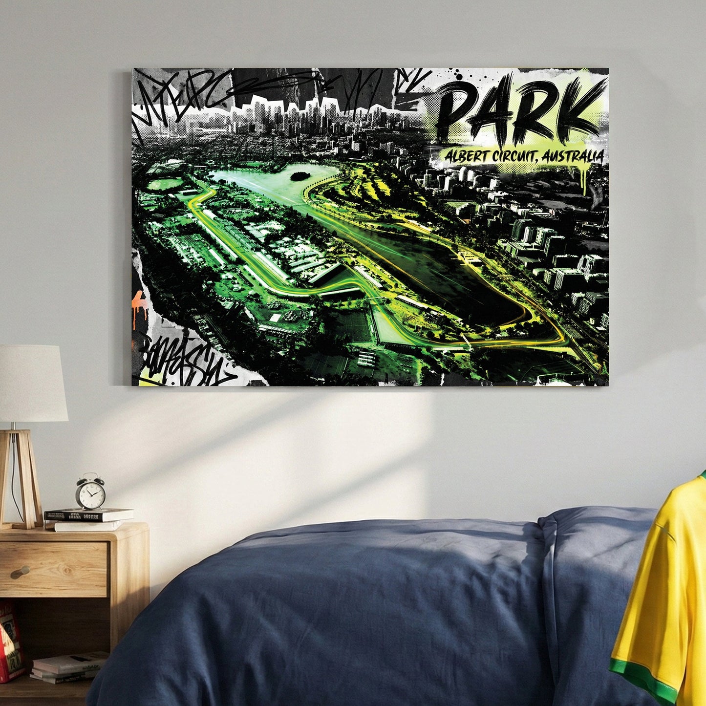 Albert Park circuit racing track neon wall art print