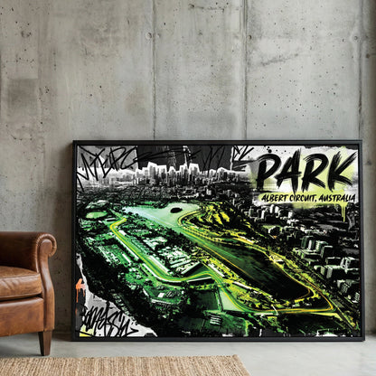 Albert Park circuit racing track neon wall art print