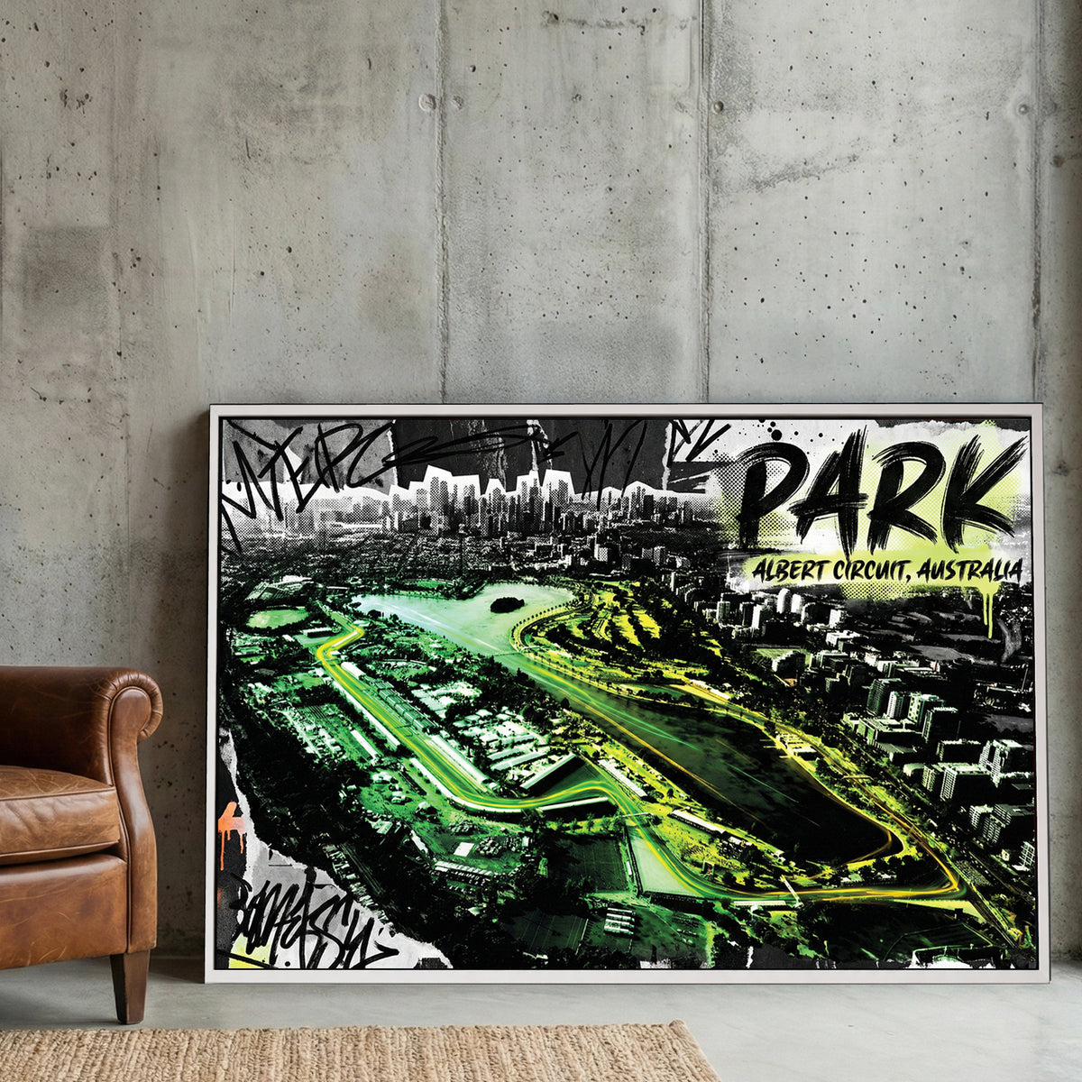 Albert Park circuit racing track neon wall art print