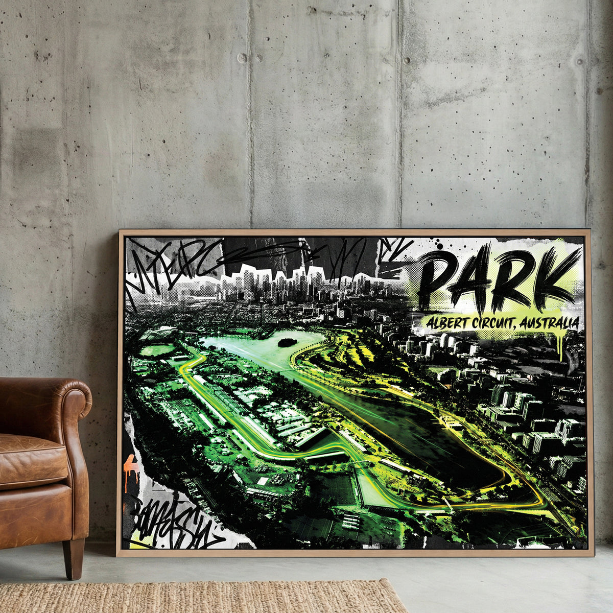 Albert Park circuit racing track neon wall art print