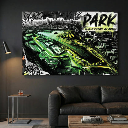 Albert Park circuit racing track neon wall art print