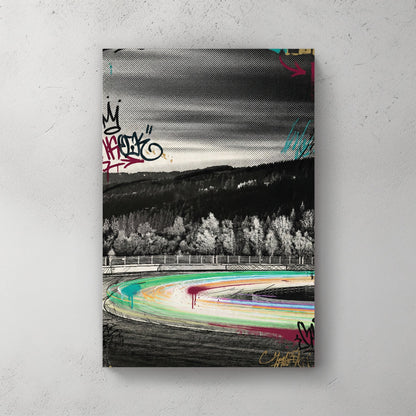 Mountain racetrack neon wall art print