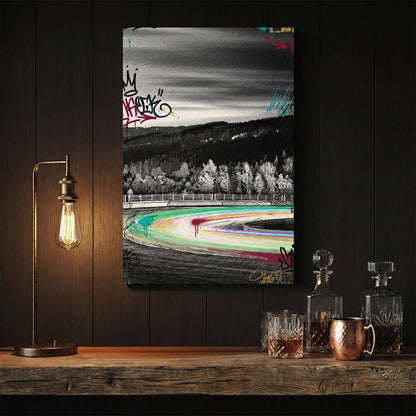 Mountain racetrack neon wall art print