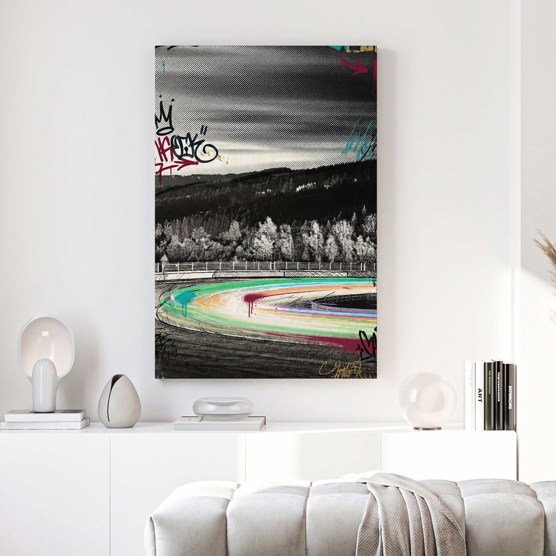 Mountain racetrack neon wall art print