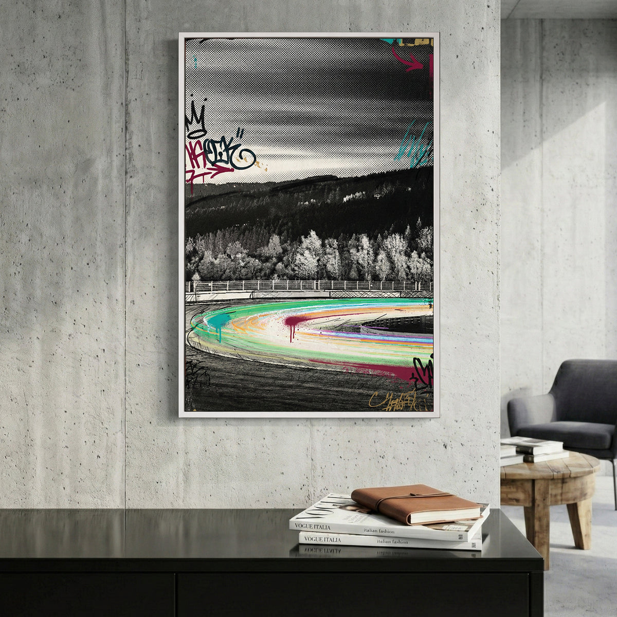 Mountain racetrack neon wall art print