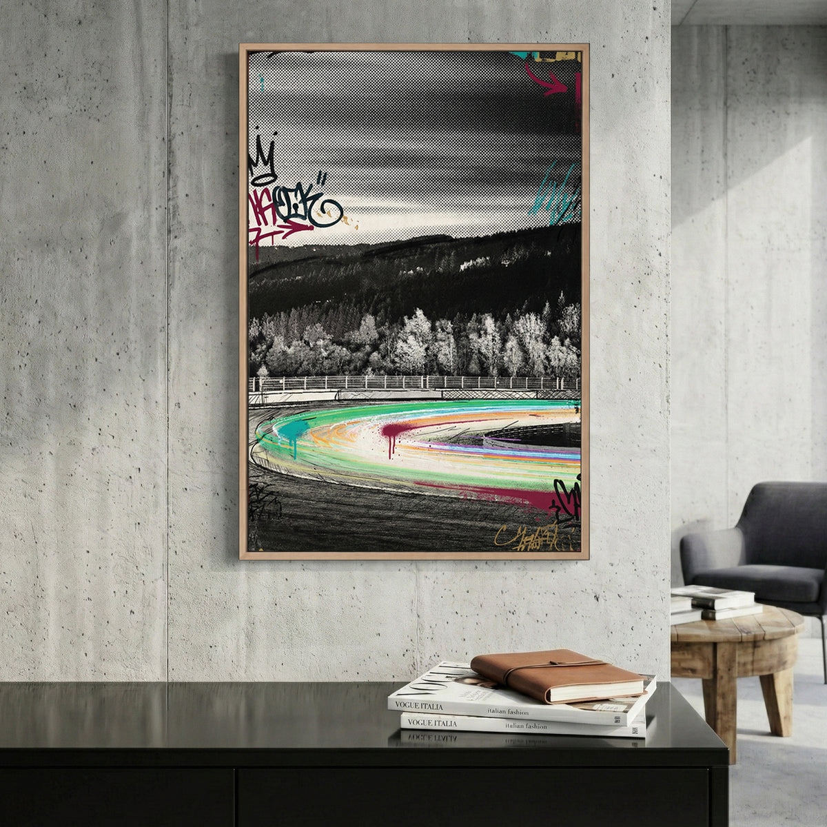 Mountain racetrack neon wall art print