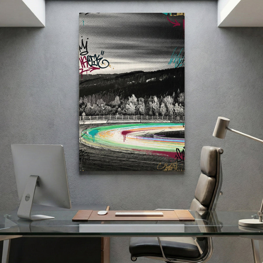 Mountain racetrack neon wall art print