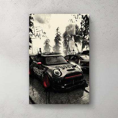 Mini Cooper graffiti street art wall art print