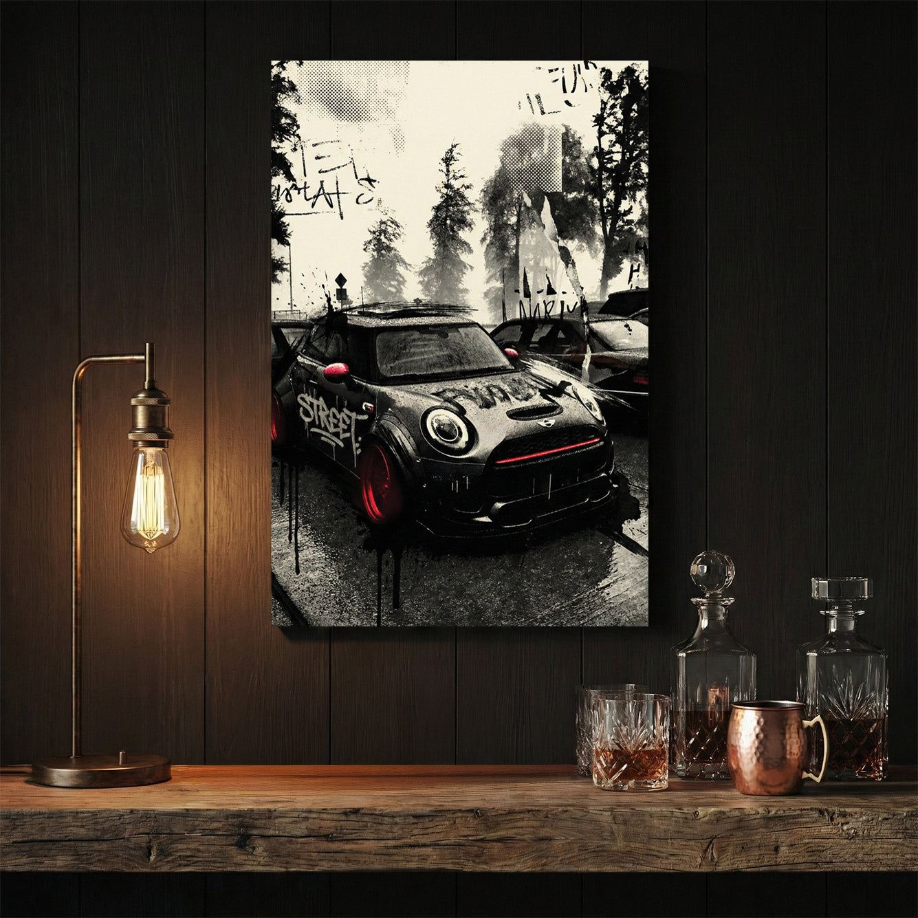 Mini Cooper graffiti street art wall art print