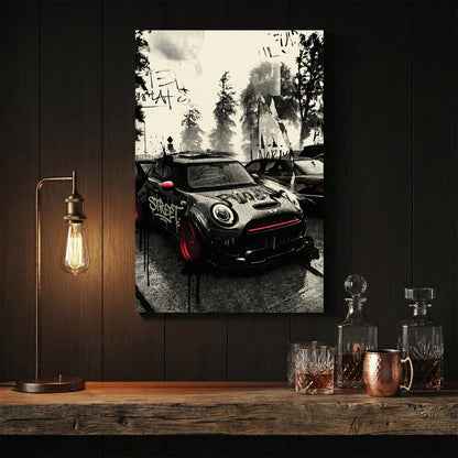 Mini Cooper graffiti street art wall art print