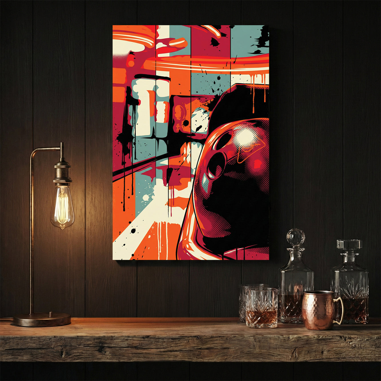 Single bowling ball in bright pop art colours