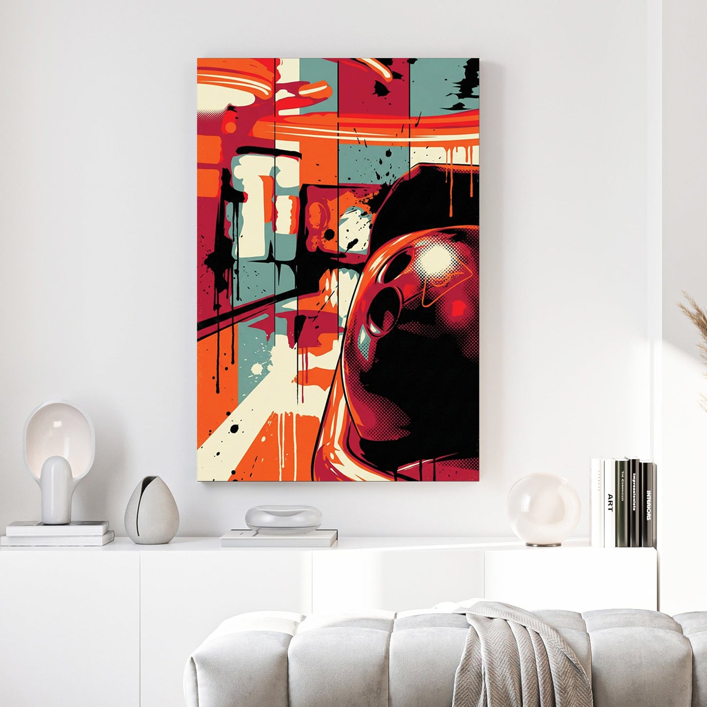 Single bowling ball in bright pop art colours