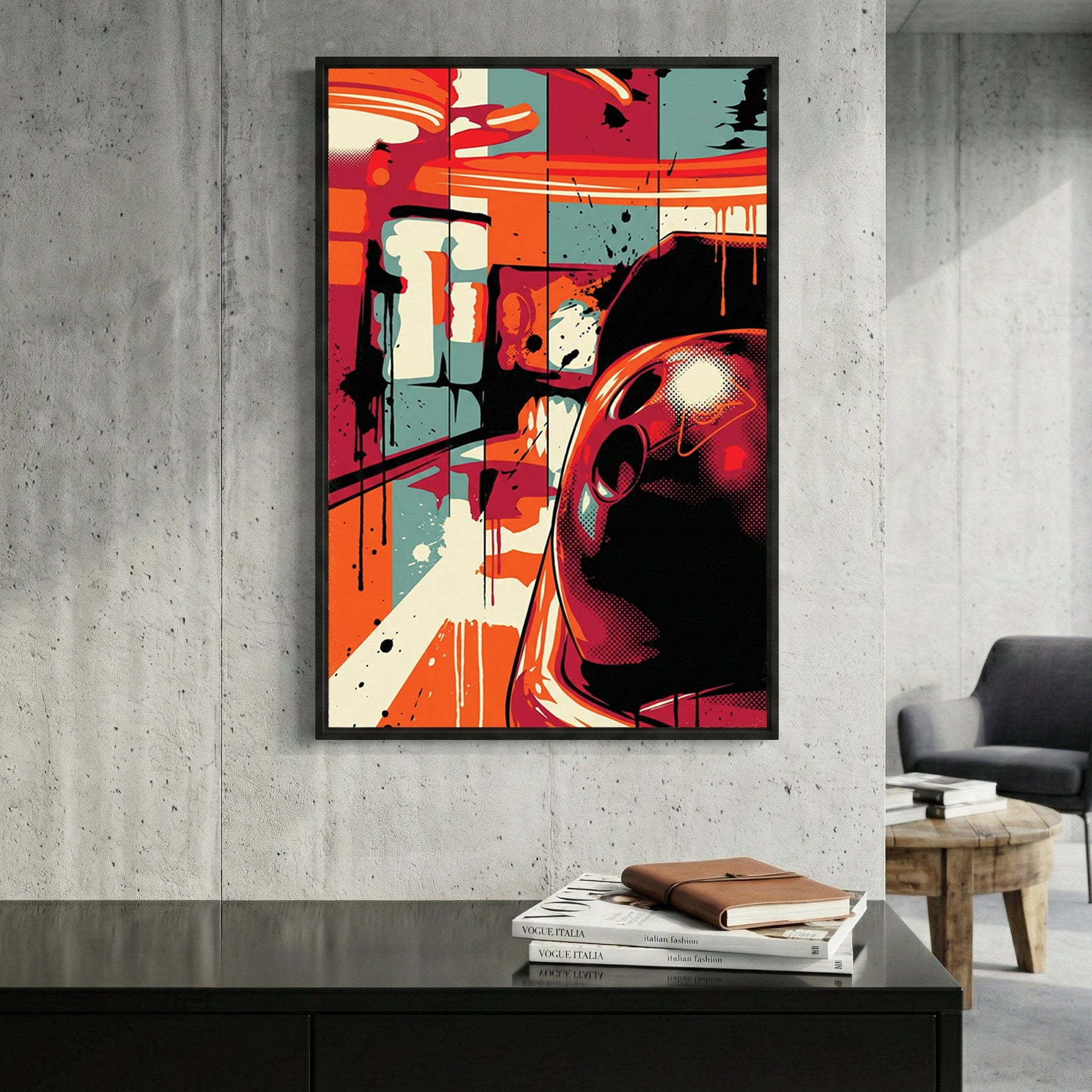 Single bowling ball in bright pop art colours