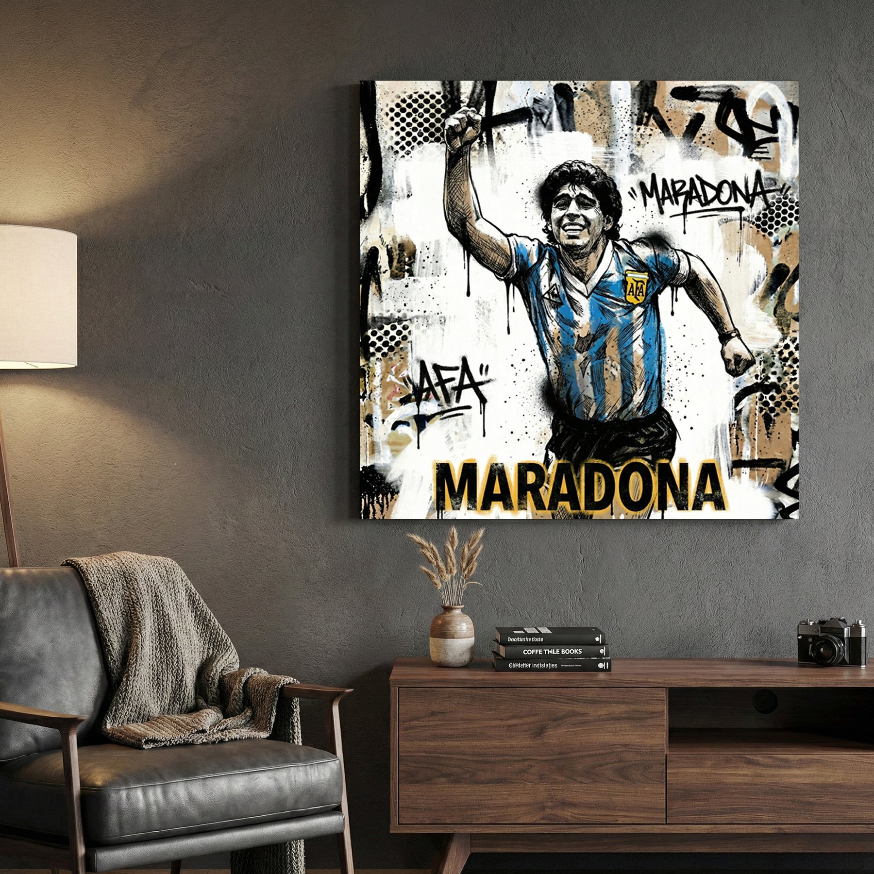 Diego Maradona football legend portrait wall art print