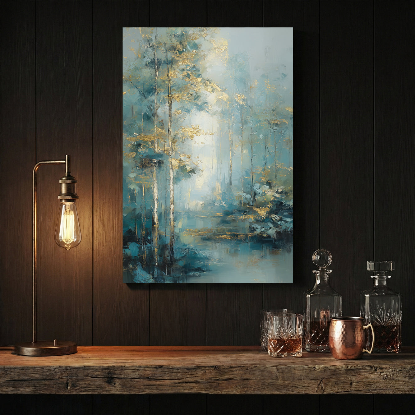Forest waterway landscape serene wall art print