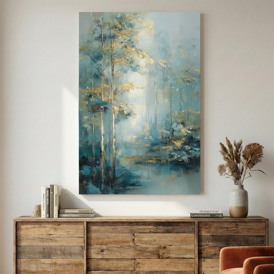 Forest waterway landscape serene wall art print