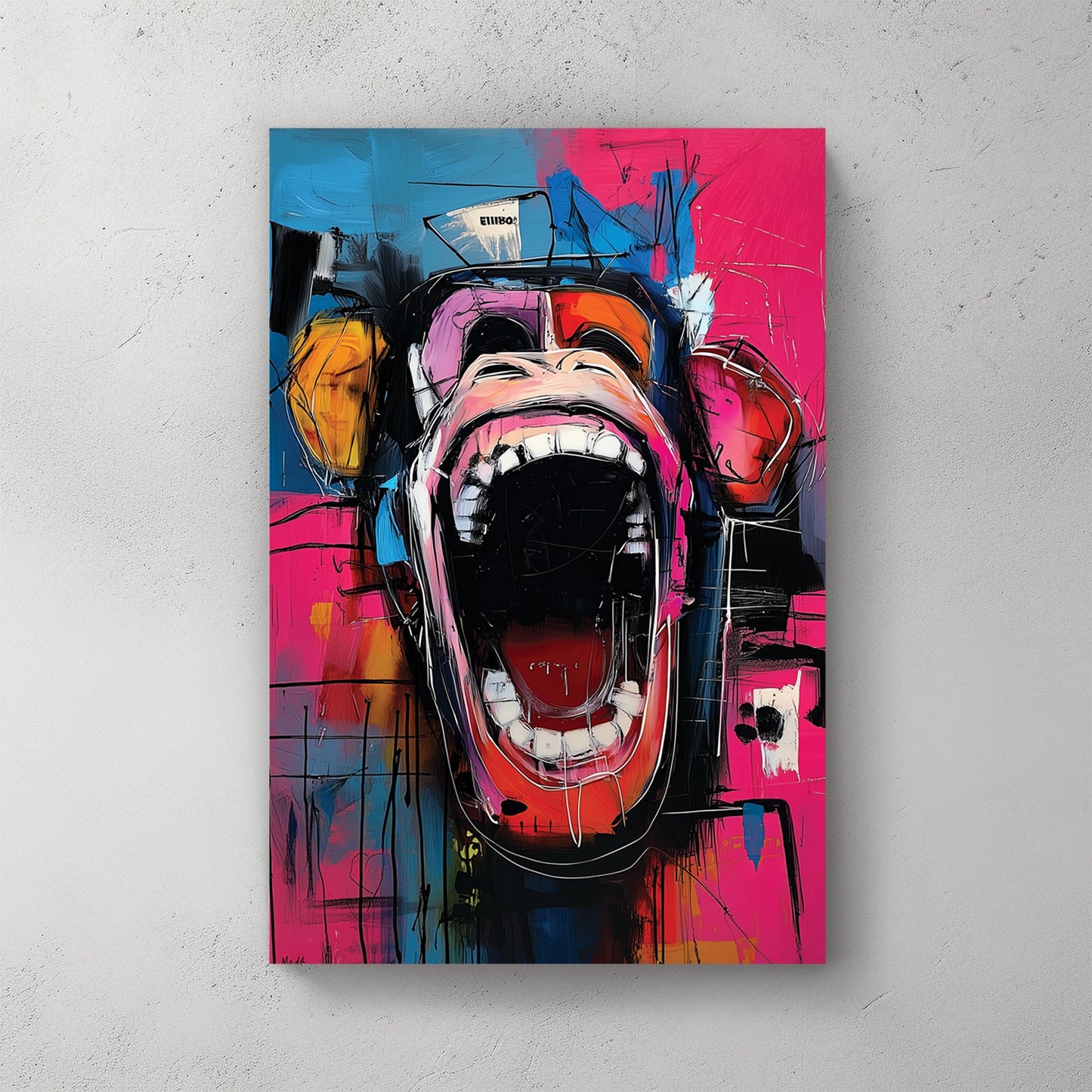 Screaming monkey pop art with bold vibrant colours and expressive face