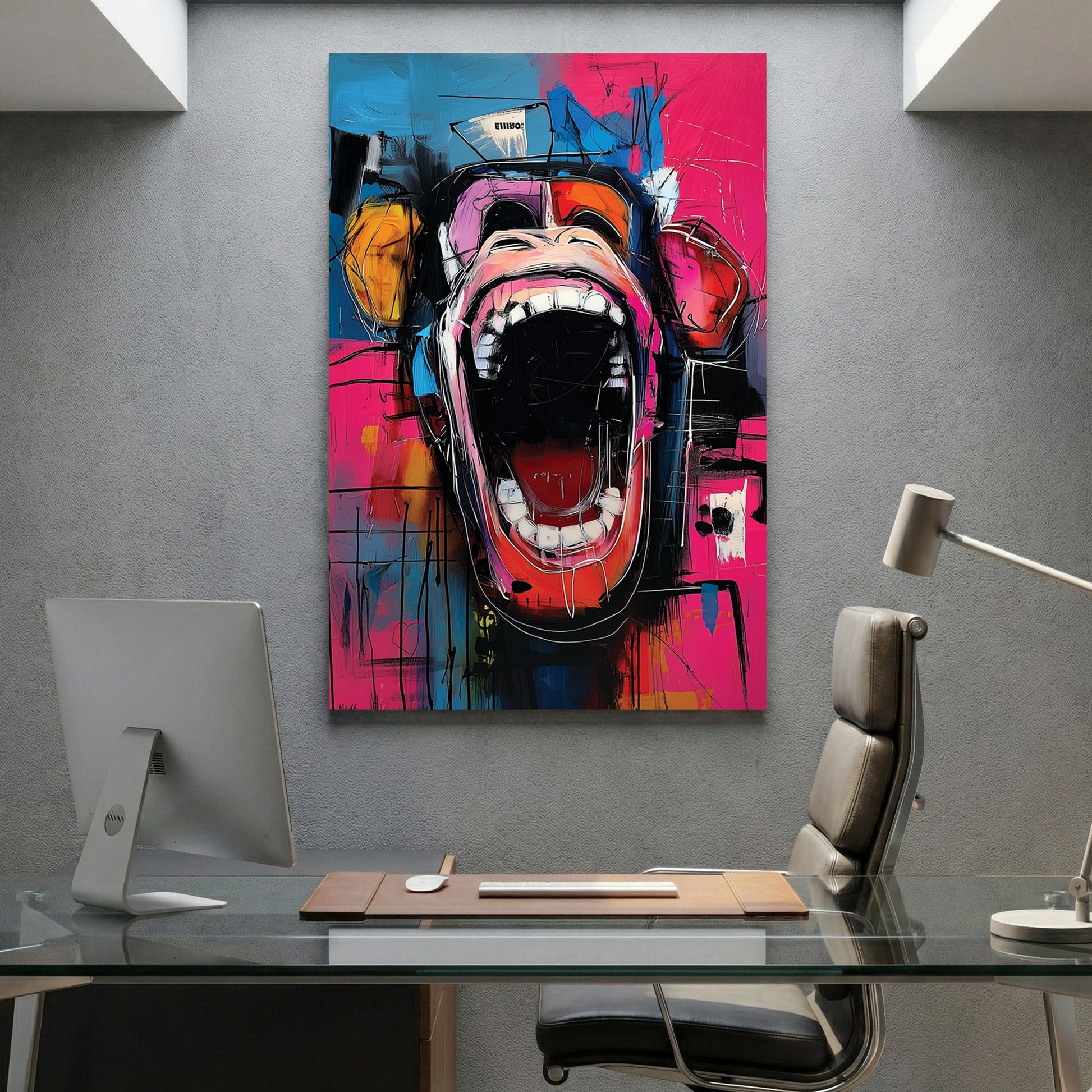 Screaming monkey pop art with bold vibrant colours and expressive face