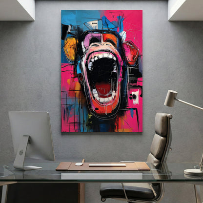 Screaming monkey pop art with bold vibrant colours and expressive face