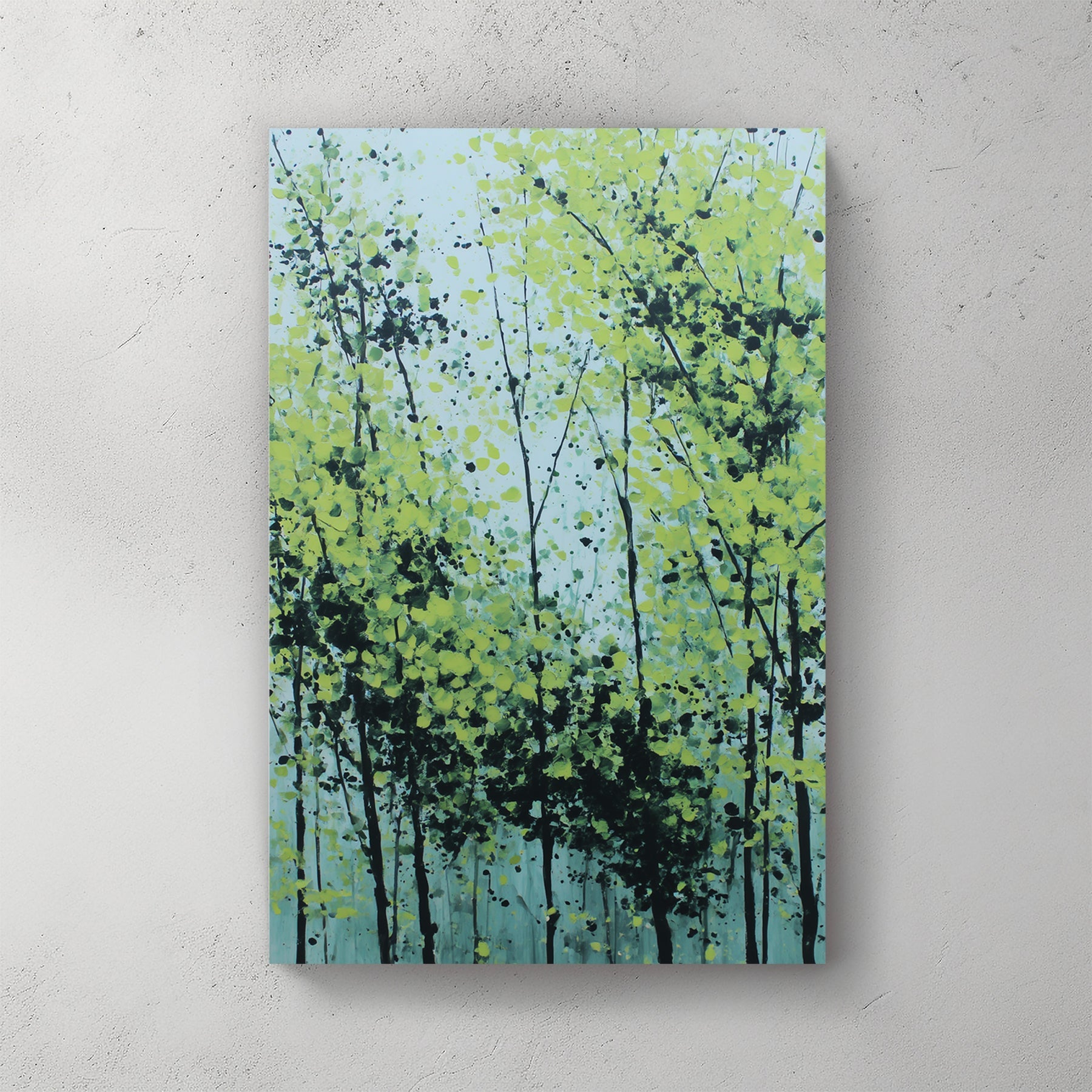 Abstract forest trees with blue and yellow tones wall art print