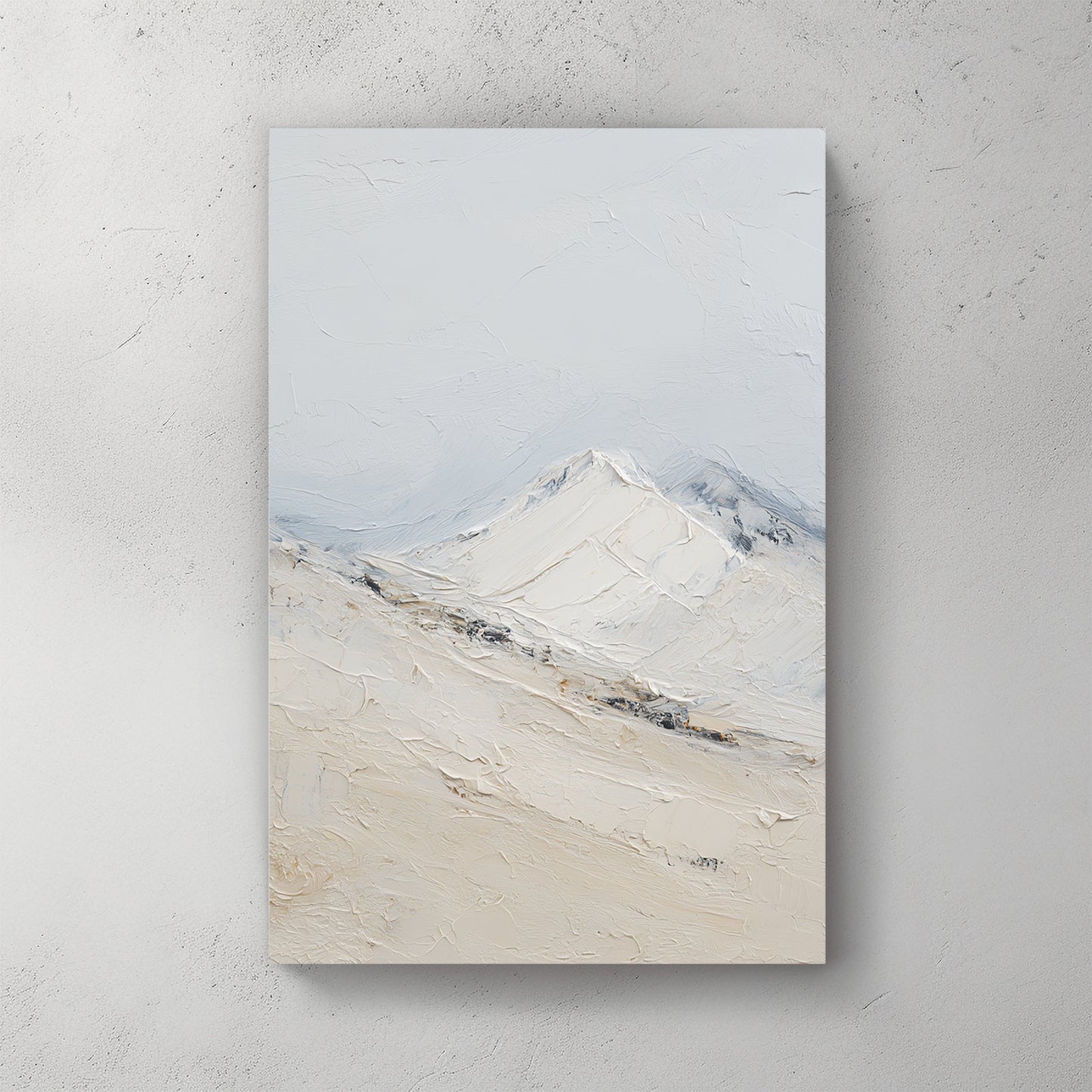 Snow-covered mountain landscape in minimalist style wall art print