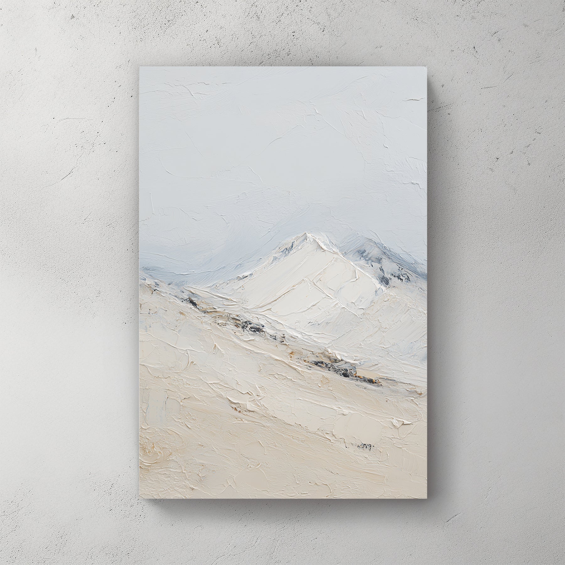 Snow-covered mountain landscape in minimalist style wall art print