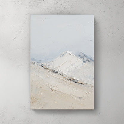 Snow-covered mountain landscape in minimalist style wall art print