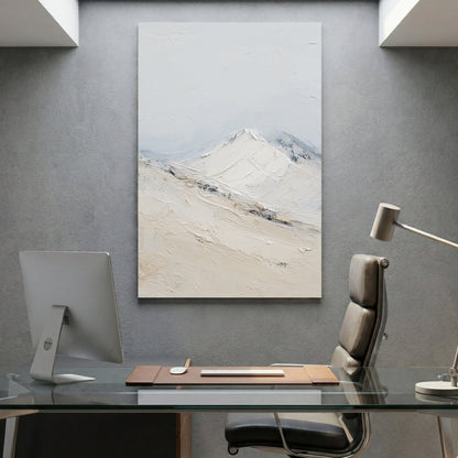 Snow-covered mountain landscape in minimalist style wall art print