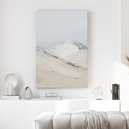 Snow-covered mountain landscape in minimalist style wall art print