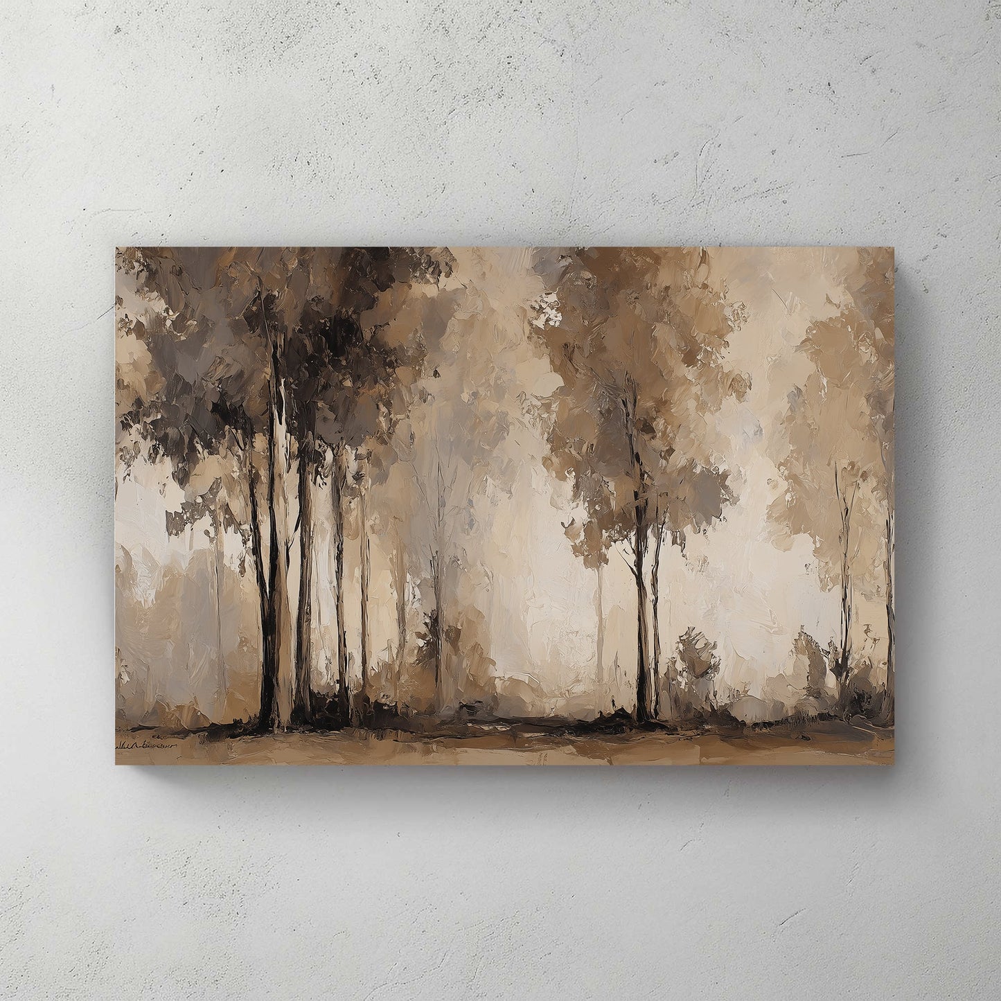 Tall forest trees in soft muted tones minimal landscape wall art print