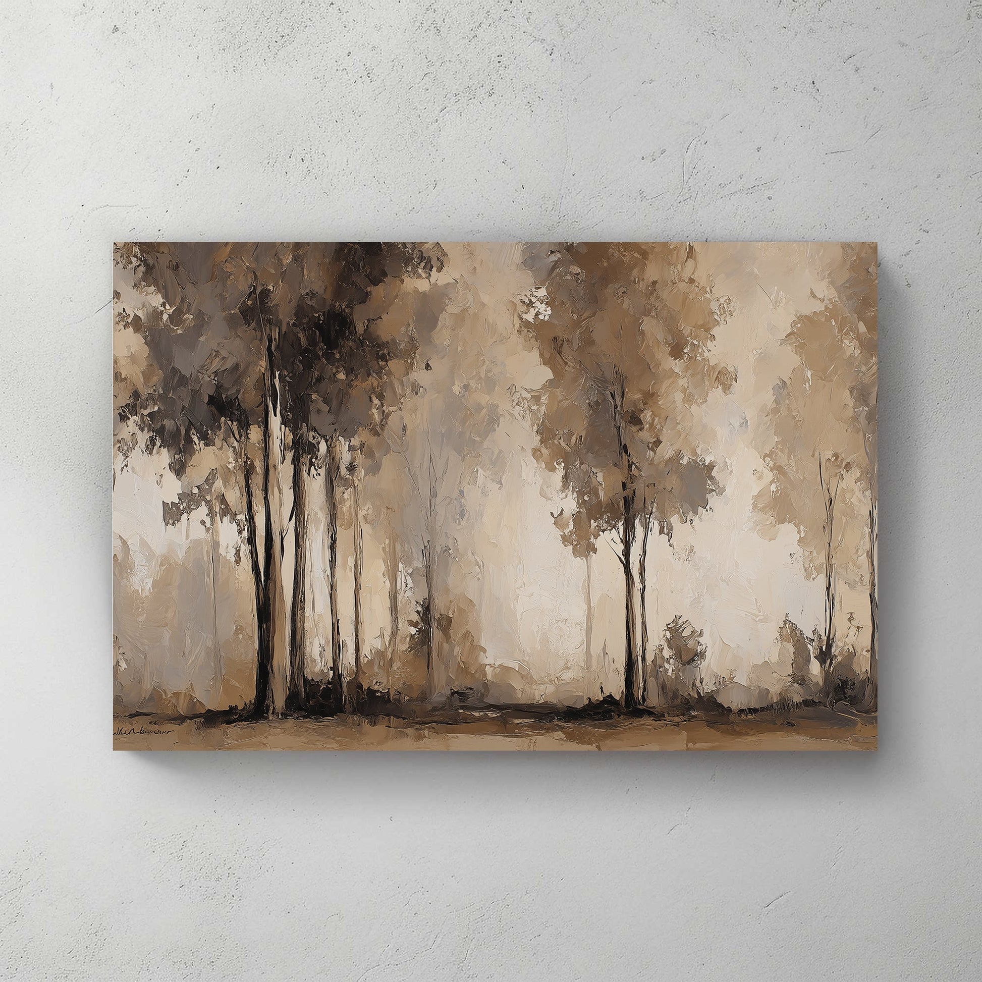Tall forest trees in soft muted tones minimal landscape wall art print