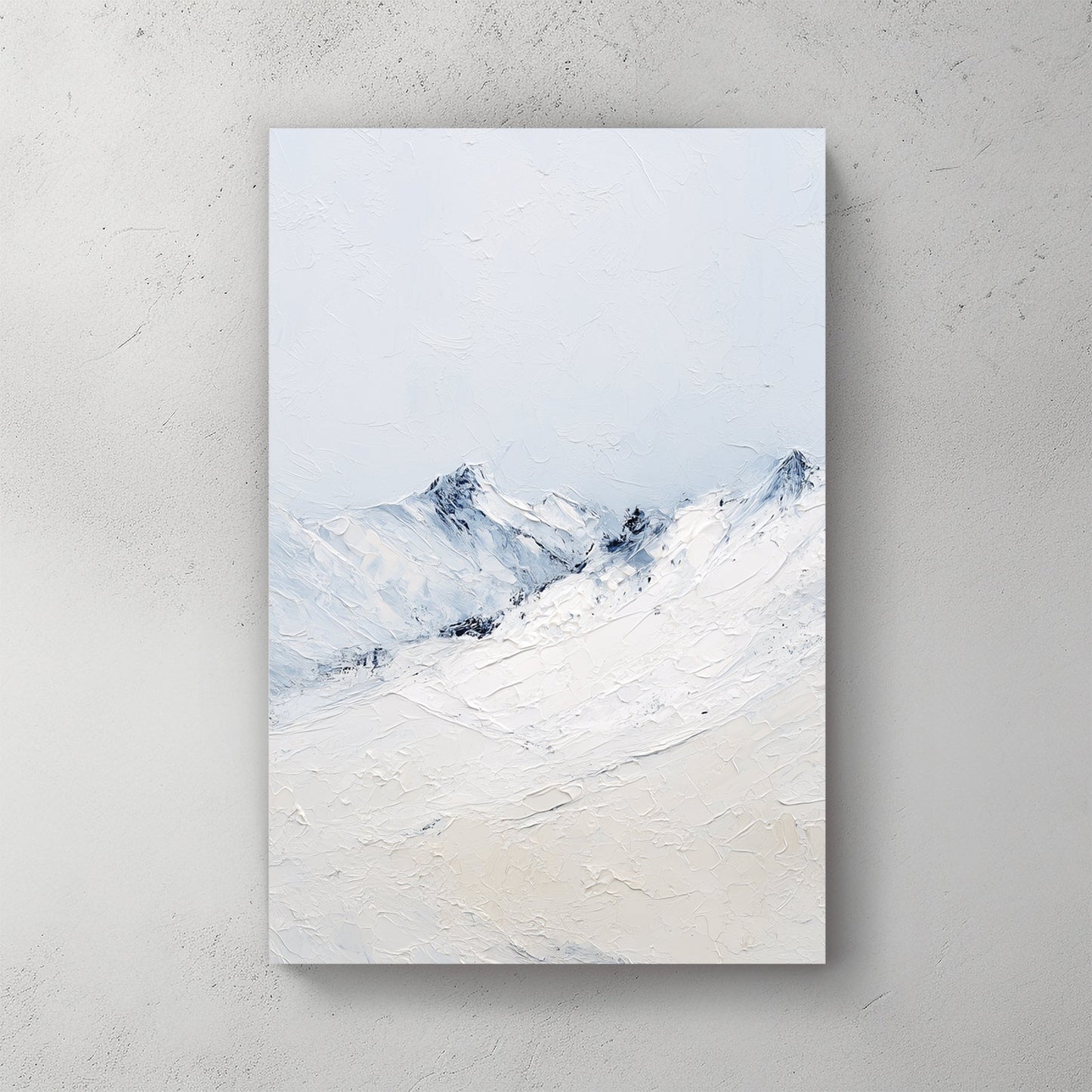 Snow alpine mountains with blue sky minimalist landscape wall art print