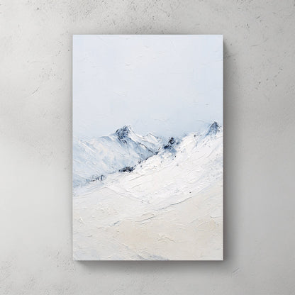 Snow alpine mountains with blue sky minimalist landscape wall art print