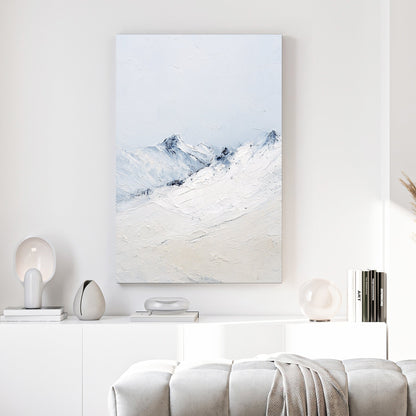 Snow alpine mountains with blue sky minimalist landscape wall art print