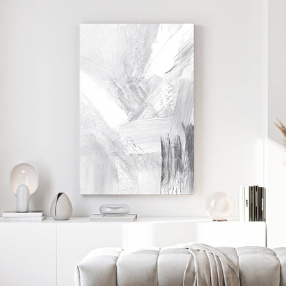 Abstract minimalist texture in white grey and blue subtle brush strokes wall art print