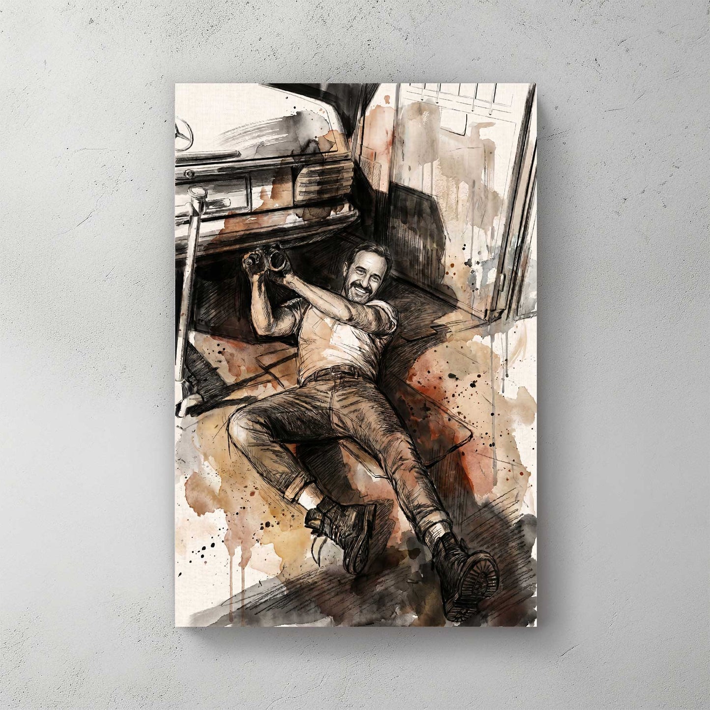 Custom lifestyle portrait in watercolour sketch style — personalized wall art from your photo