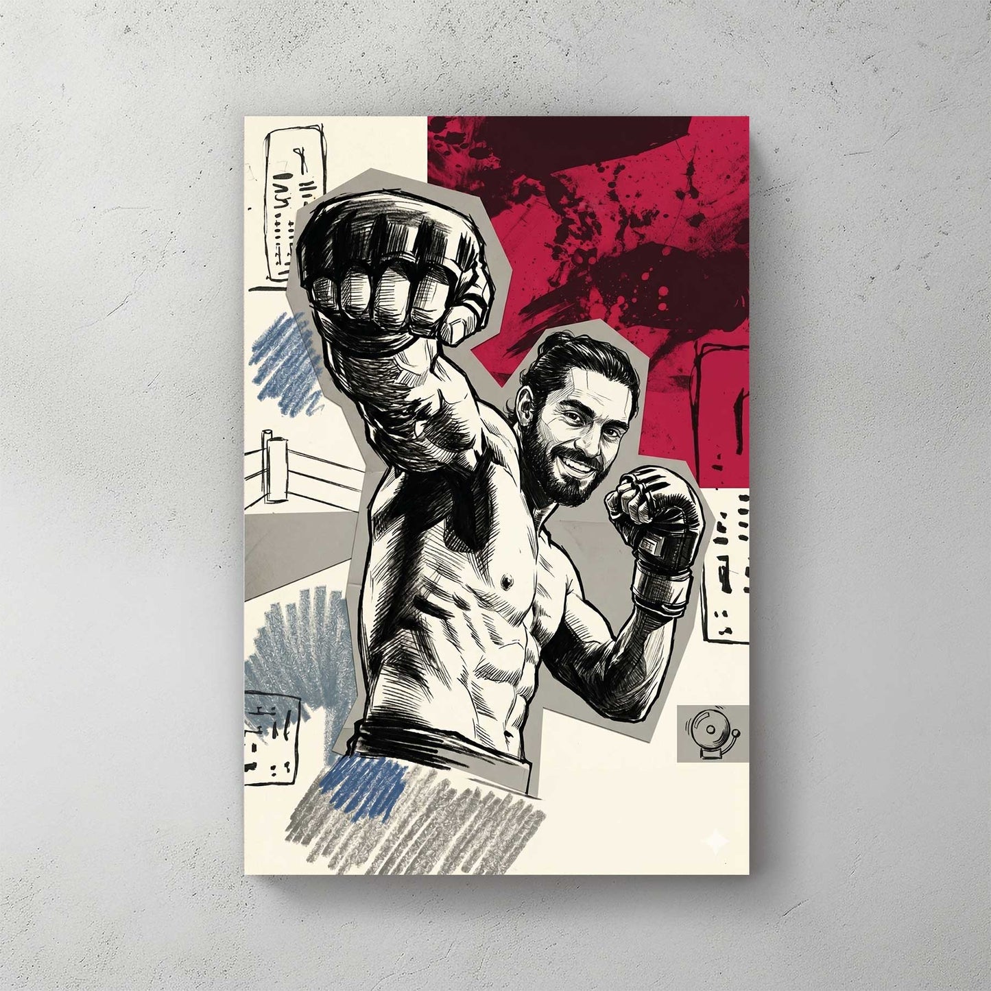 Custom fighter portrait in comic book style — personalized wall art from your photo