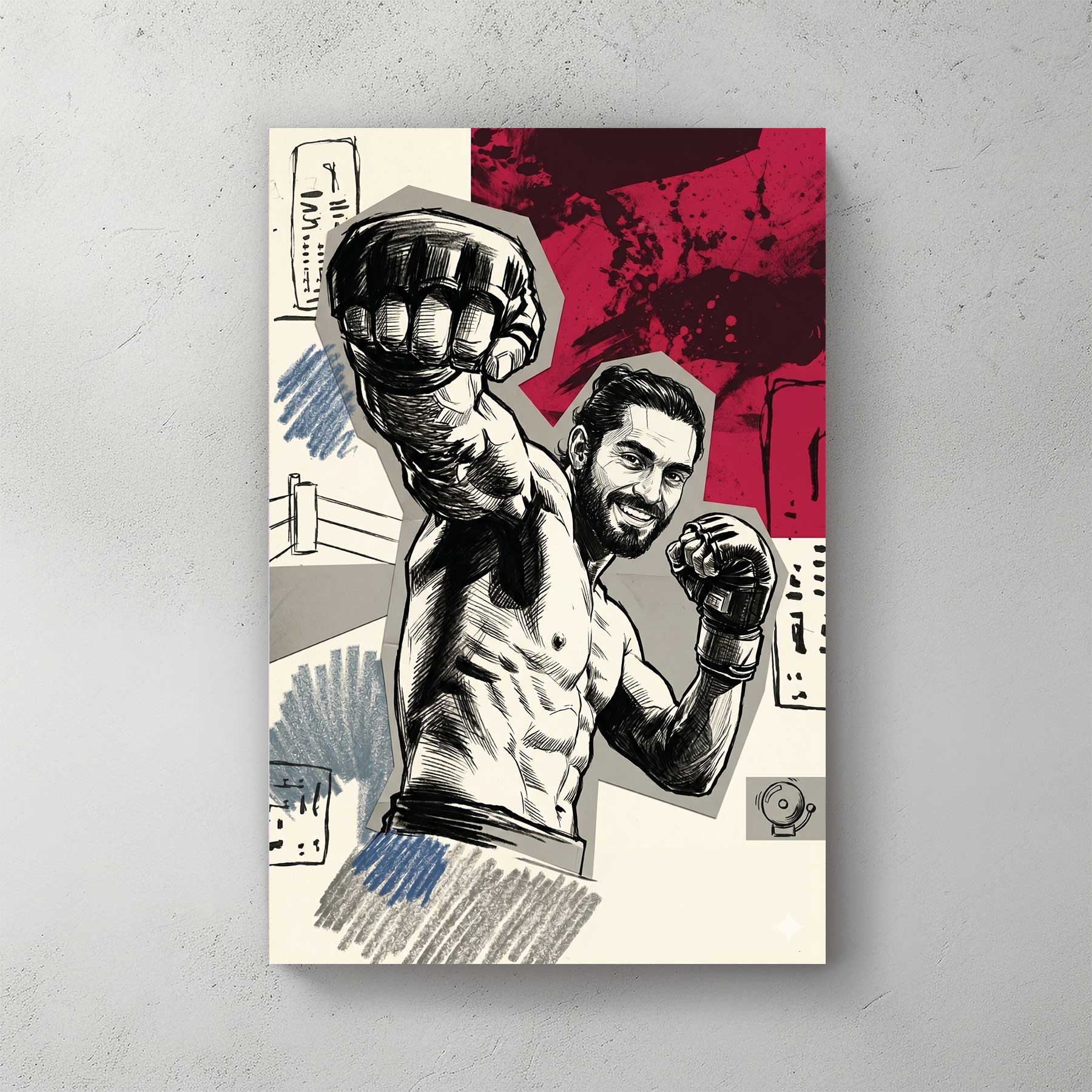 Custom fighter portrait in comic book style — personalized wall art from your photo