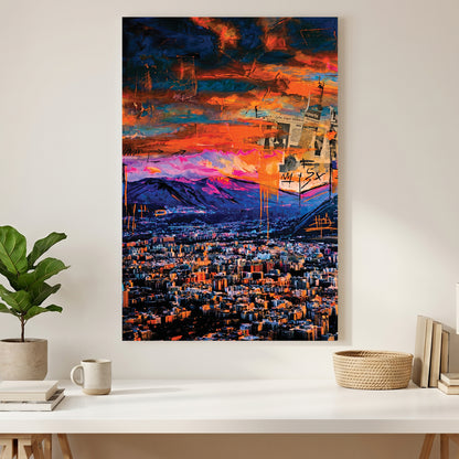 Palermo Sicily Sunset Cityscape canvas wall art print styled in a modern interior