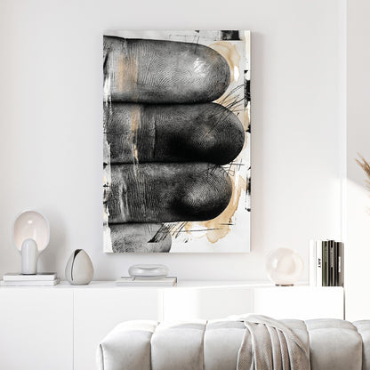 Hands Fingers Abstract Painting canvas wall art print above a sofa in a contemporary living room