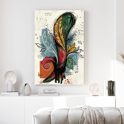 Asso di Mazze Italian Playing Card canvas wall art print above a sofa in a contemporary living room