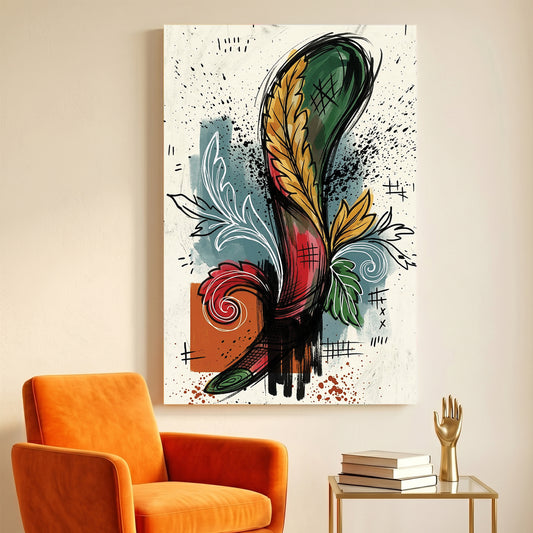 Asso di Mazze Italian Playing Card canvas wall art print displayed in a styled living room