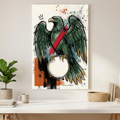 Asso di Denari Italian Playing Card canvas wall art print styled in a modern interior