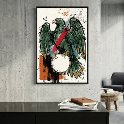 Asso di Denari Italian Playing Card framed canvas wall art print in a gallery-style display
