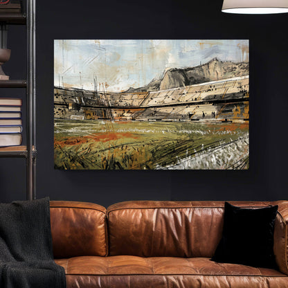 Palermo Stadio Renzo Barbera Monte Pellegrino Painting canvas wall art print styled in a modern interior