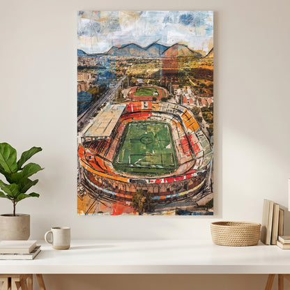 Palermo Stadio Renzo Barbera Aerial canvas wall art print styled in a modern interior