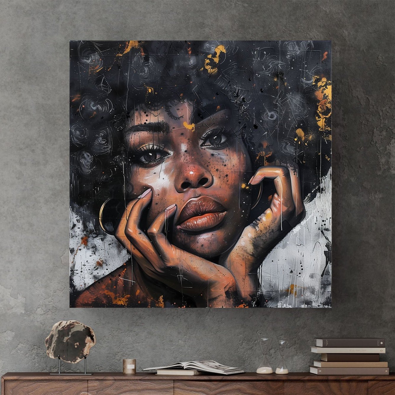 Black & Gold #396 Canvas Wall Art & Metal Prints